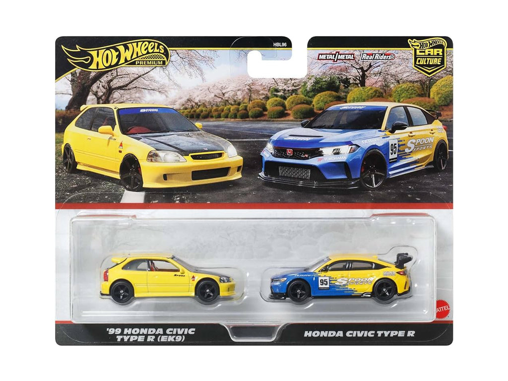 Hot Wheels Premium 1/64 '99 Honda Civic Type R (EK9) / Honda Civic Type R - Car Culture 2 Pack