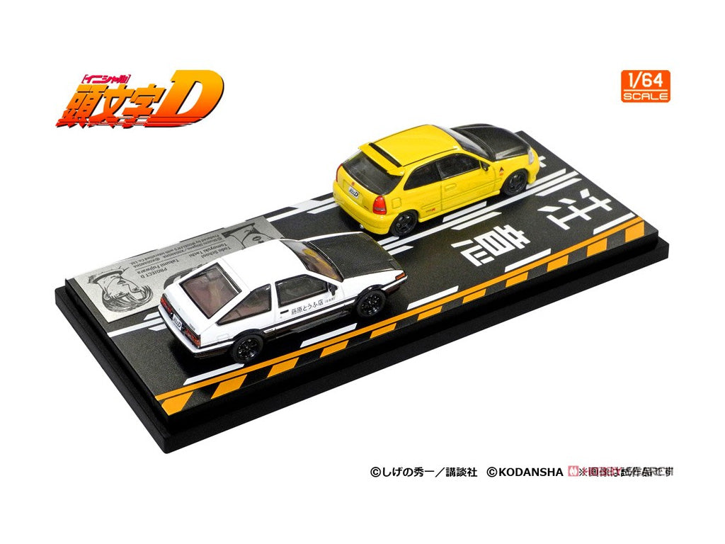 PRE-ORDER Modeler's 1/64 Initial D Set Vol. 12 Tomoyuki Tachi Todo Syokai Civic (EK9) & Takumi Fujiwara Trueno (AE86)