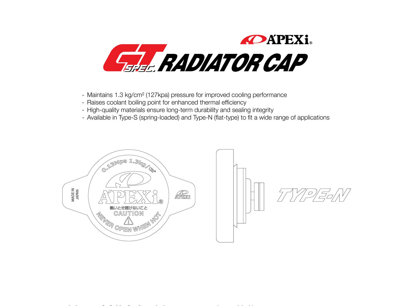 A'PEXi GT-Spec Radiator Cap N-Type - 1.3KG