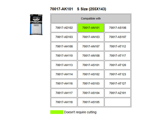 HKS Super Air Filter Replacement - Size S (255X143) 70017-AK101