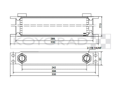 Koyorad Oil Cooler - 10 Row Universal