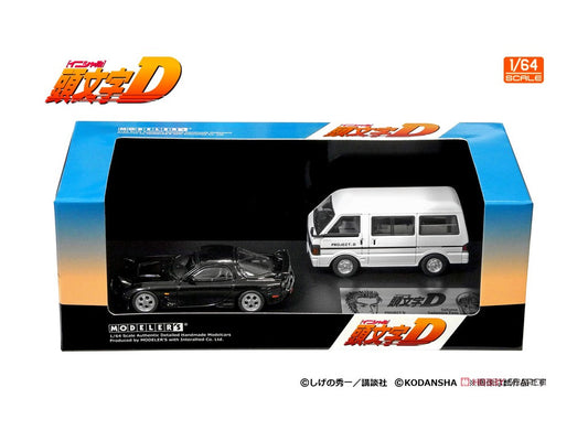 PRE-ORDER Modeler's 1/64 Initial D Set Vol. 13 Kyoko Iwase RX-7 (FD3S) & Project D Support Car (Nissan Vanette Van)